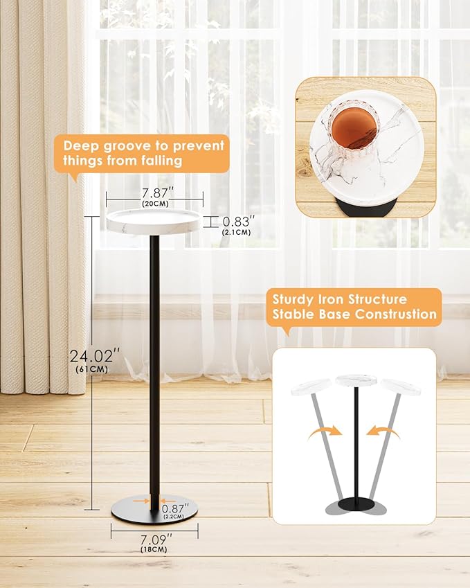 Drink Table, Small Pedestal Side Table, Round Cocktail Table, Circle Accent End - Image 3