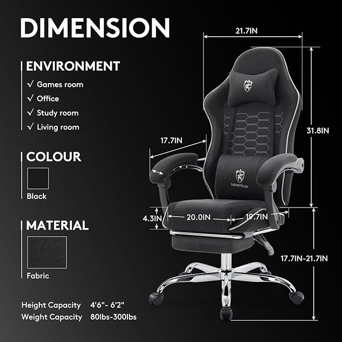 Gaming Chair Breathable Fabric, Computer Office Chair - Image 3