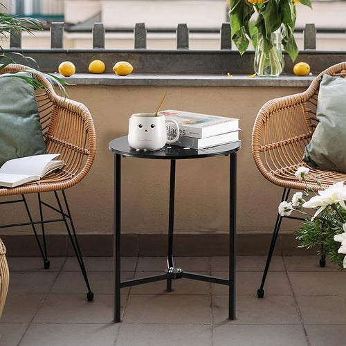 1 Pack 13" Metal Outdoor Side Tables Small Black Outside End Table - Image 2