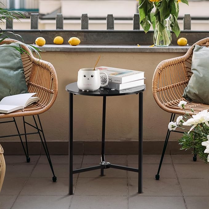 2 Packs 13" Metal Outdoor Side Tables Small Black Outside End Table - Image 2