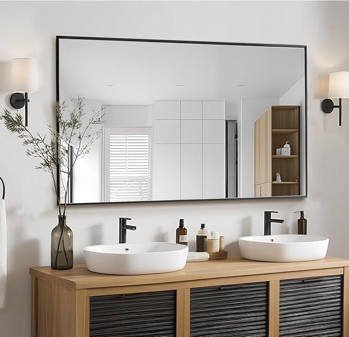 Bathroom Mirror 28x36 Inch, Rectangle Wall Mounted Mirror, Metal Framed Vanity - Image 7