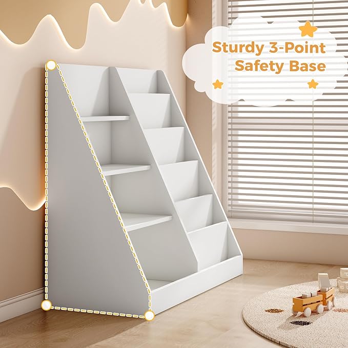 Tatub 6 Tier Kids Wooden Bookshelf and Toy Storage, Children Toy Organizer - Image 5