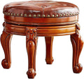 Solid Wood Foot Stool Round Ottoman Mid-Century Footrest Sofa Stool by ZIRKOOON