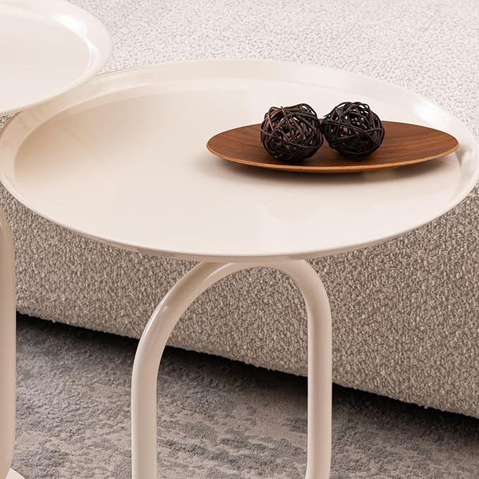 Lantern-Shaped Metal End Table, Small Round Side Accent Pedestal Modern Coffee - Image 3