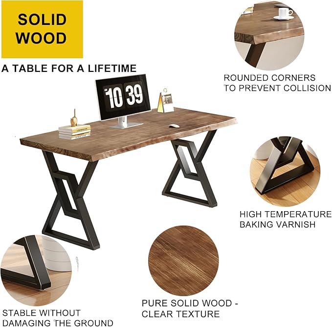 Rustic Brown 55-inch Solid Wood Computer Desk - Image 3