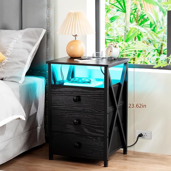 AMHANCIBLE Night Stand Set 2, LED Nightstand - Image 4