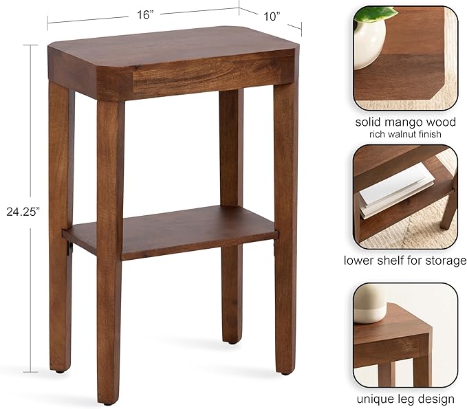 Kate and Laurel Talcott Modern Rectangle Wood Side Table, Walnut Brown - Image 3