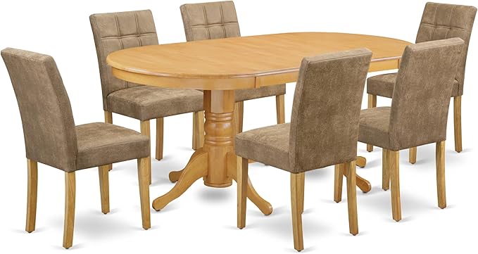 East West Furniture VAAS7-OAK-28 7 Piece Kitchen Dining Table Set Includes A by EastWestFurniture