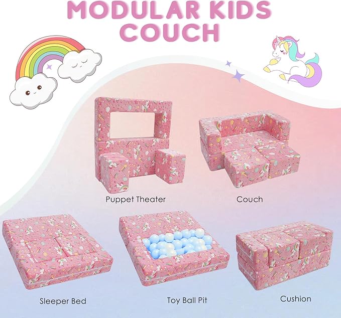 MeMoreCool Modular Kids Sofa, Toddler Play Couch Fold Out - Image 7