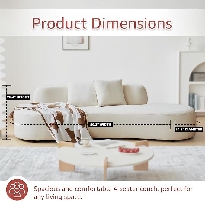 Container Furniture Direct 90" Curved Sofa - Image 3
