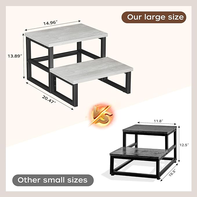 Homeiju 3 in 1 Step Stools for Adults Kids Toddler, Heavy Duty Wooden Step Stool - Image 6