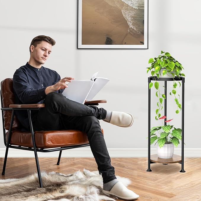 KMOTASUO 2 Tier Black Plant Stand Indoor - Image 7