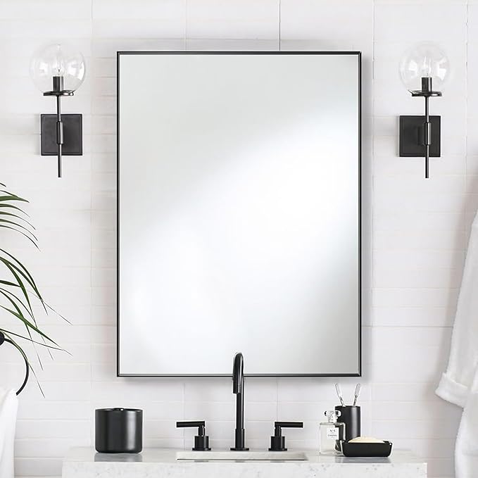 30x40 Inch Black Bathroom Mirror - Image 3