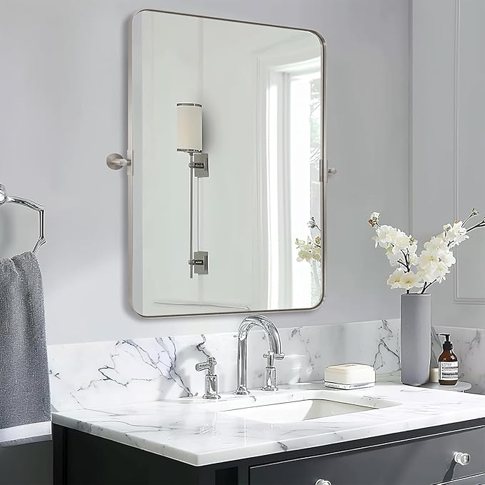 MOON MIRROR Brushed Nickel Pivot Mirror - Image 6