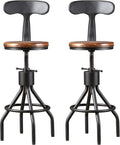 LOKKHAN Set of 2 Rustic Industrial Bar Stool-24-30 Tall Adjustable Metal Swivel by LOKKHAN