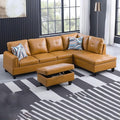 Ginger L-Shaped 3-Piece Faux Leather Sofa by Unknown