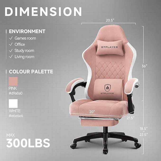 GTPLAYER Office Chair, Gaming Computer Desk Fabric Chair - Image 3