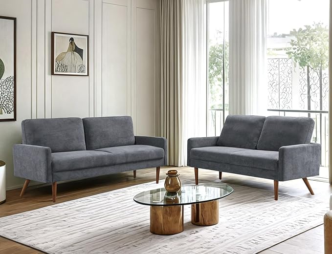 Kent 2 Piece Velvet Sofa and Loveseat Set, European Style by ContainerDirect