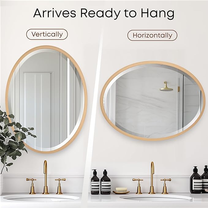 OVALCREST - Oval Wooden Beveled Wall Mirror - Image 4