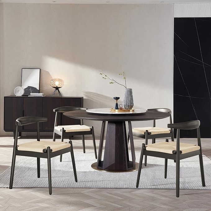 Mid Century Modern Dining Chairs Set of 2, Wooden Frame Kitchen Chairs - Image 5