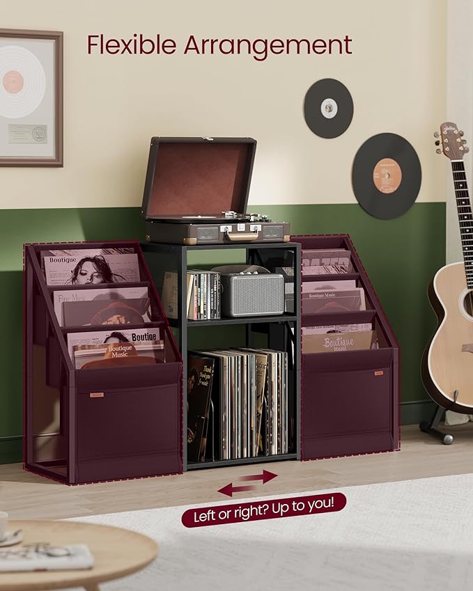 VASAGLE Record Player Stand, 3-Tier Side Table, Vinyl Record Storage up to 140 - Image 6