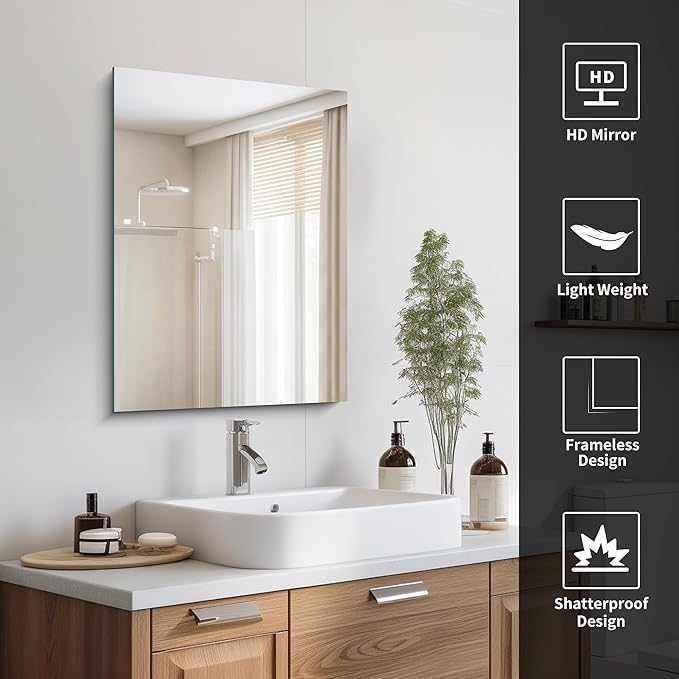 Frameless Mirror, 18x24 Inch Bathroom Mirrors - Image 5