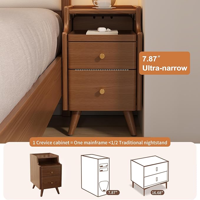 Wood Nightstand, Walnut Nightstand - Image 4