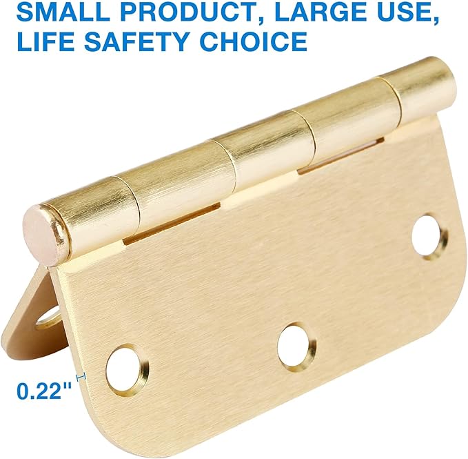 3 Pack Round Door Hinges 3-1/2" x 3.5 inch, 5/8 Radius, Brushed Brass 3 ½ Inch - Image 4