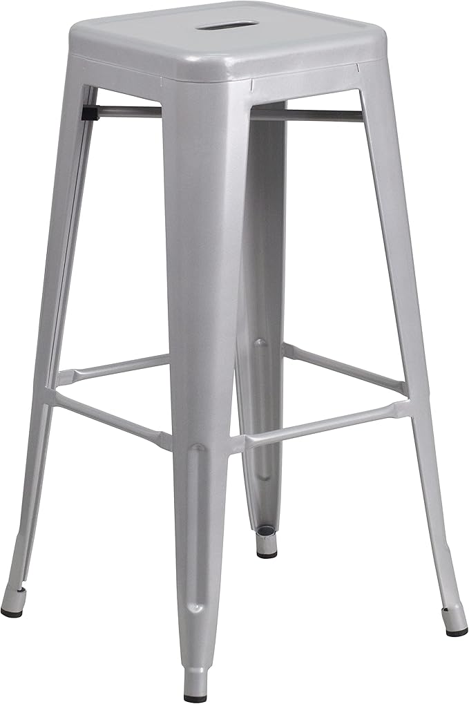 Flash Furniture Commercial Grade 30" High Backless Silver Metal Indoor-Outdoor by FlashFurniture
