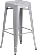 Flash Furniture Commercial Grade 30" High Backless Silver Metal Indoor-Outdoor by FlashFurniture