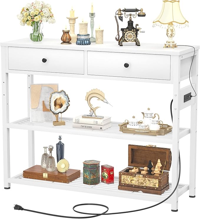 Ecoprsio Entryway Table with Outlets and USB Ports, Console Table with 2 Drawers by Ecoprsio