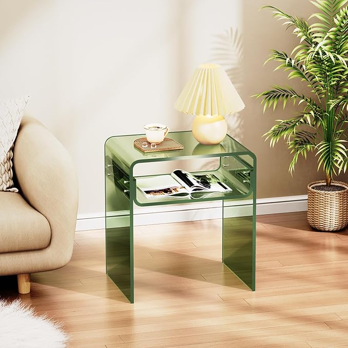 Clear Acrylic End Table 2-Tier Bedside Nightstand - Image 7