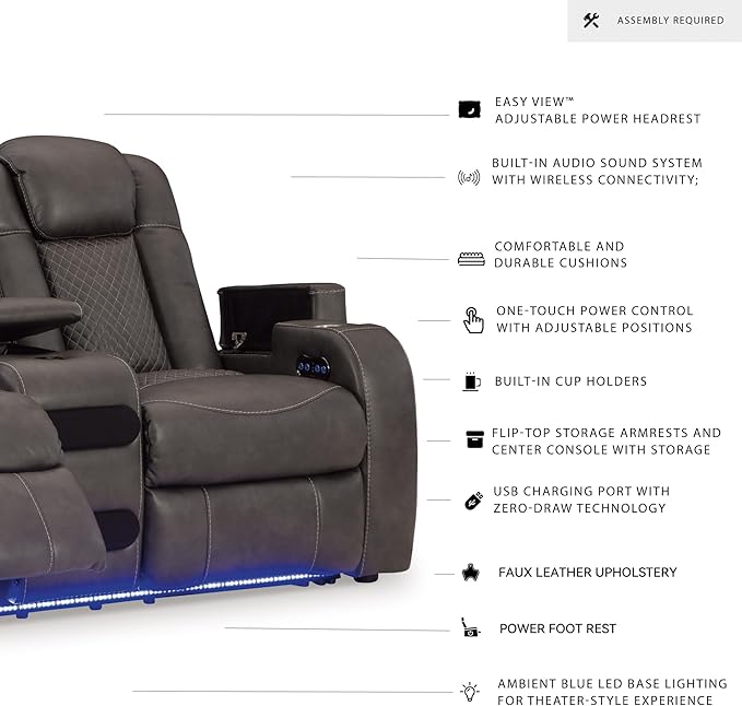 Signature Design by Ashley Fyne-Dyme Contemporary Power Reclining Loveseat - Image 4