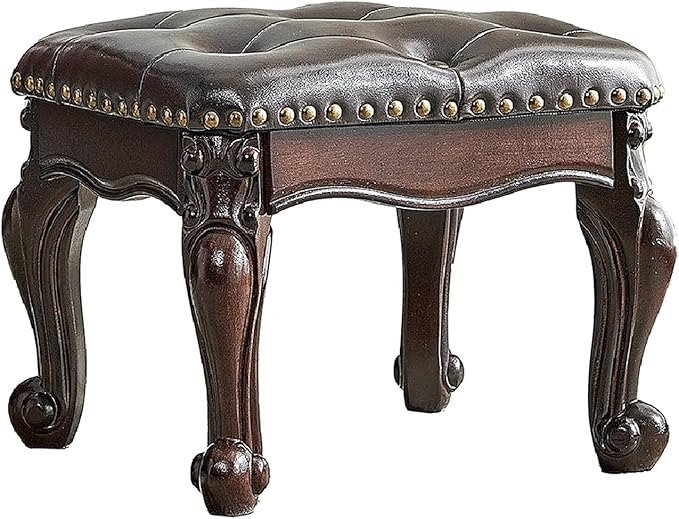 Foot Stool Ottoman with Microfiber Leather Cushion Footrest Sofa Stool by ZIRKOOON