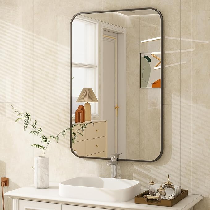 20 x 28 Inch Bathroom Mirror, Rounded Rectangular Vanity Mirror - Image 8