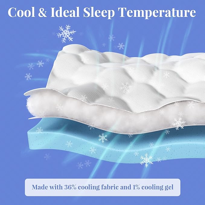 OhGeni Cooling 4 inch Dual Layer Queen Mattress Topper, 2 inch Cooling Gel - Image 2
