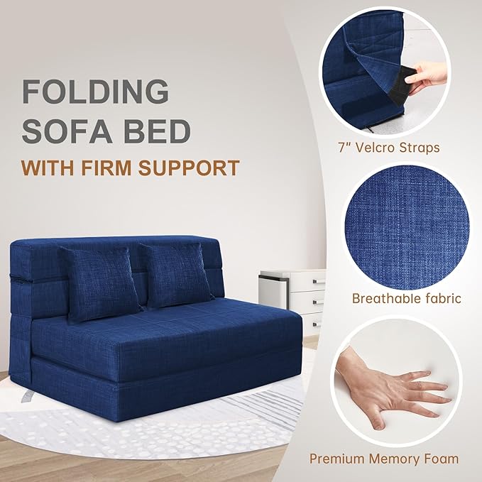 60 Inch Folding Sofa Couch Memory Foam - Image 6
