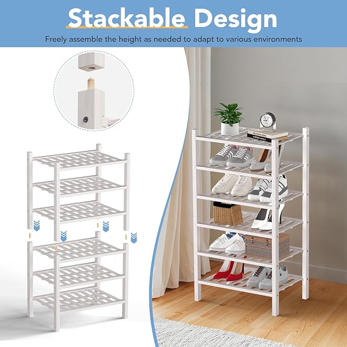 Haddockway small 3 Tier Bamboo Shoe Rack Storage Organizer, Small Space - Image 6
