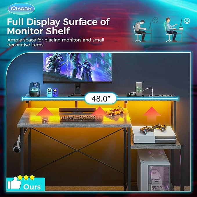 AODK Computer Desk, 48 Inch Gaming Desk - Image 7