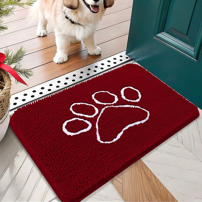 OLANLY Door Mat for Muddy Dog Paws 24x16, Ultra Absorbent Chenille Mud Doormat by OLANLY