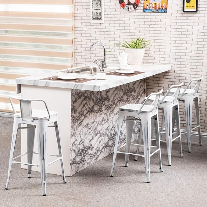 Yongchuang 30 inch Bar Stools Set of 4 Bar Height Metal Barstools - Image 6