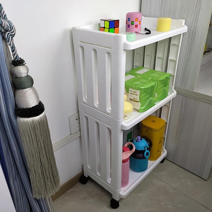 3 Tier Rolling Storage Cart Organizer Shelf on Wheels Movable Organization Rack - Image 5