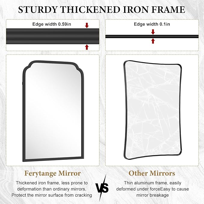 20X30 Inch Black Metal Framed Bathroom Mirror - Image 7