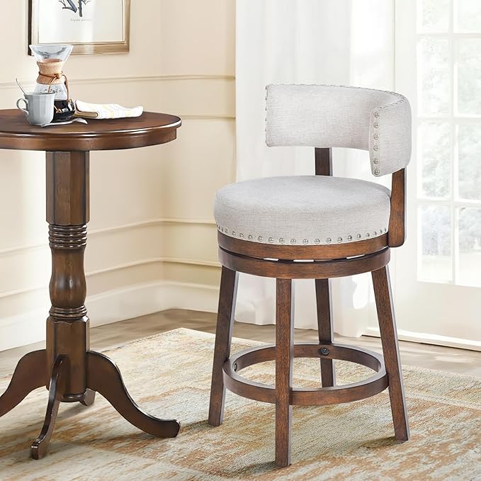 COLAMY Swivel Bar Stool, Modern Swivel Barstool - Image 2