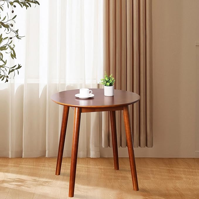 28.3" Small Round Dining Table for 2, Wooden Space-Saving Kitchen Dinner Table - Image 2