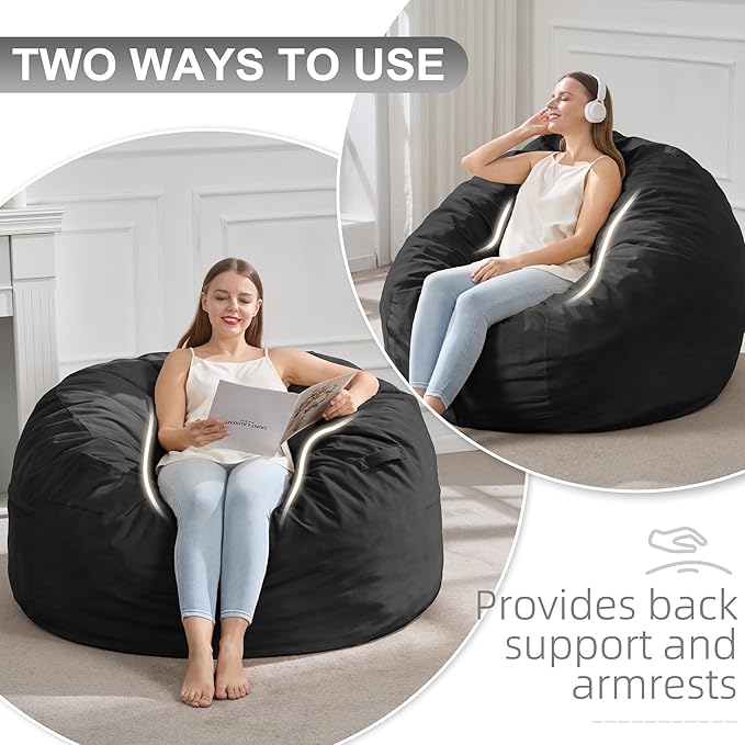 Hobestluk 4FT Bean Bag Chair Giant Bean Bag Chairs - Image 3