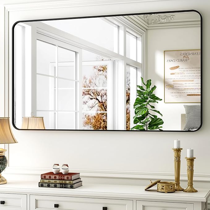 30 x 48 Inch Bathroom Mirror, Rounded Rectangular Vanity Mirror by EASLY