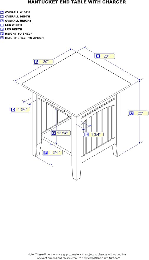 AFI Nantucket End Table with Built-in Charger in Grey - Image 8