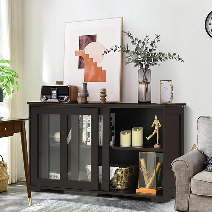 Costzon Sideboard Buffet Cabinet, Wooden Kitchen Storage Cabinet by Costzon