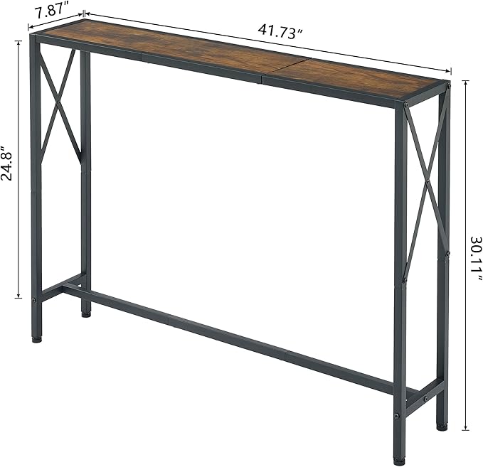 41.7" Console Table Behind Couch, Industrial Narrow Sofa Table - Image 3